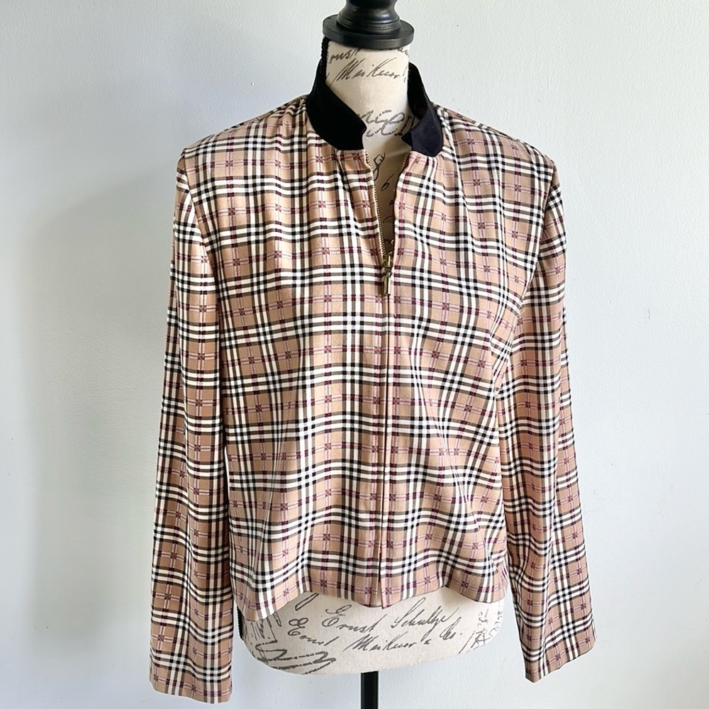 M.H.M. Melissa Harper Plaid Women's Zippered Jacket size 12